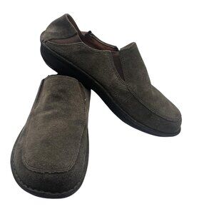 Alegria Mens Slip-On Shoes Size 43 Olive Green Suede Leather Lining Size 10